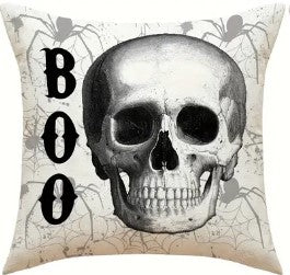 Black and White Halloween Throw Pillow Cover 4 Options 18x18