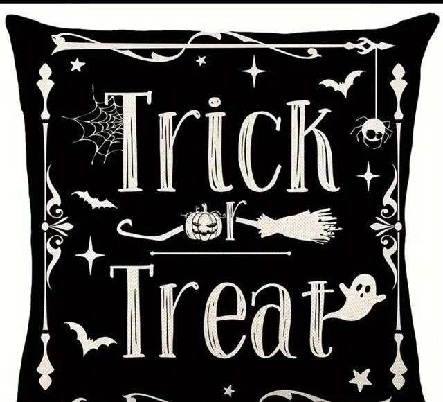 Black and White Halloween Throw Pillow Cover 4 Options 18x18