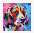 Vibrant Beagle Dog Impressionism Style Art Canvas Print 12x12 Framed