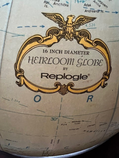 Vintage Illuminated 16" Replogle Globe on Kittenger of Buffalo Stand