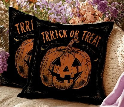 Pair of Contemporary 18x18 Halloween Pillow Covers Four Design Options