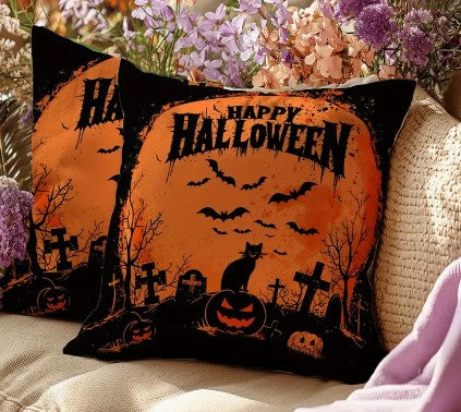 Pair of Contemporary 18x18 Halloween Pillow Covers Four Design Options