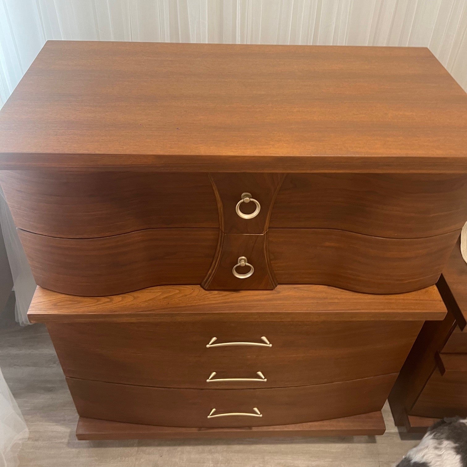 Vintage 60's Refurbished Mid Century Modern Chest Dresser and Nightstand