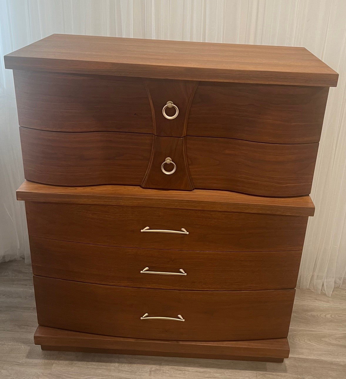 Vintage 60's Refurbished Mid Century Modern Chest Dresser and Nightstand