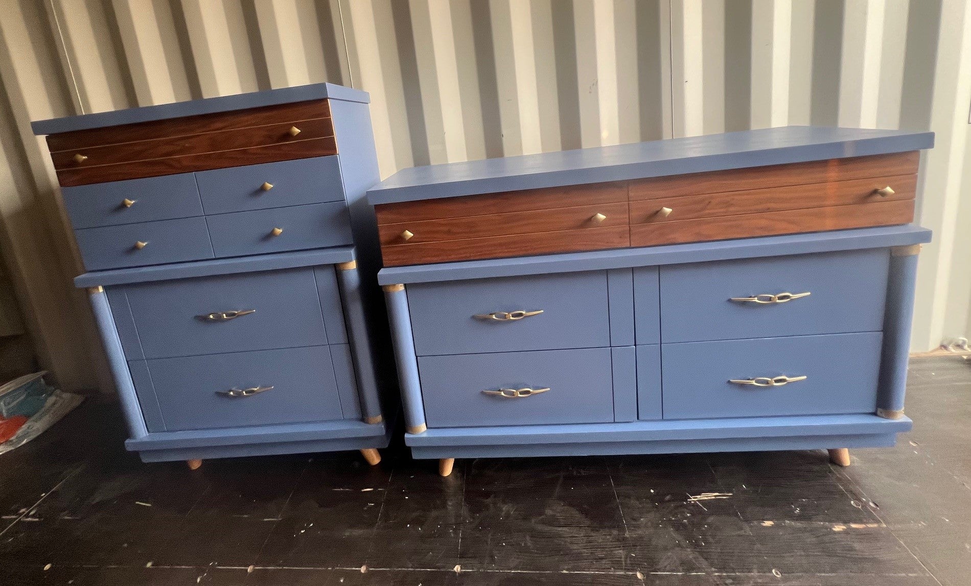 Refinished 1960's Vintage Mid-Century Modern Dresser Set