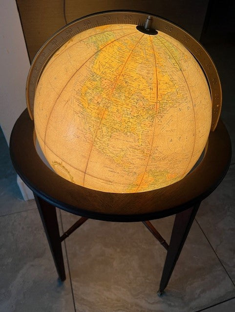 Vintage Illuminated 16" Replogle Globe on Kittenger of Buffalo Stand