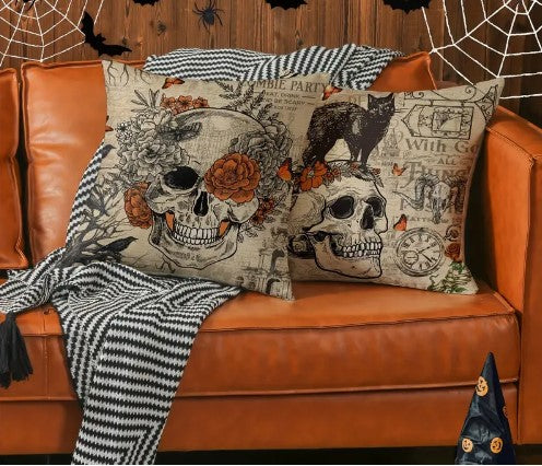 Retro Goth themed 18x18 Halloween Pillow Covers 4 Options