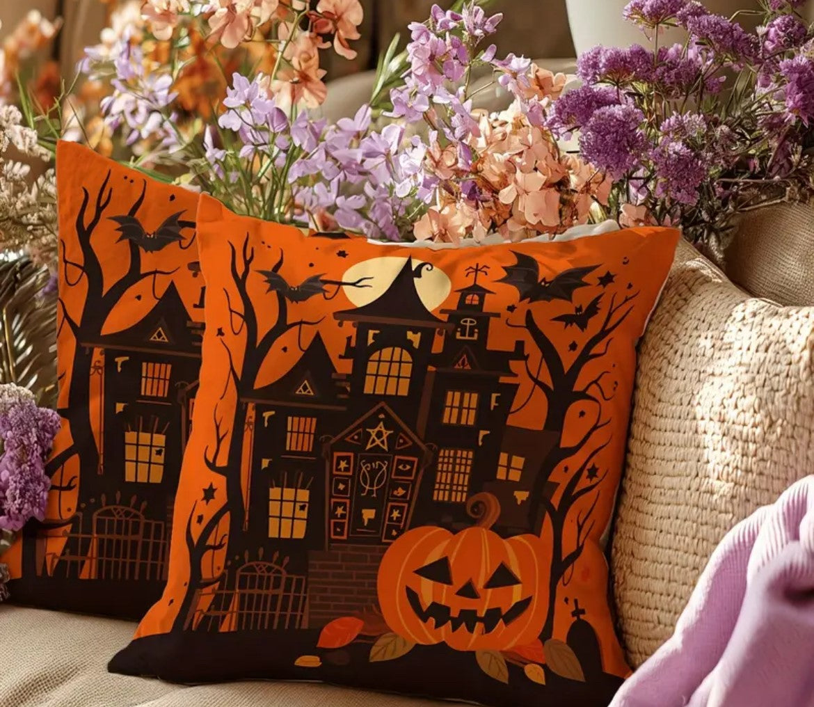 Pair of Contemporary 18x18 Halloween Pillow Covers Four Design Options