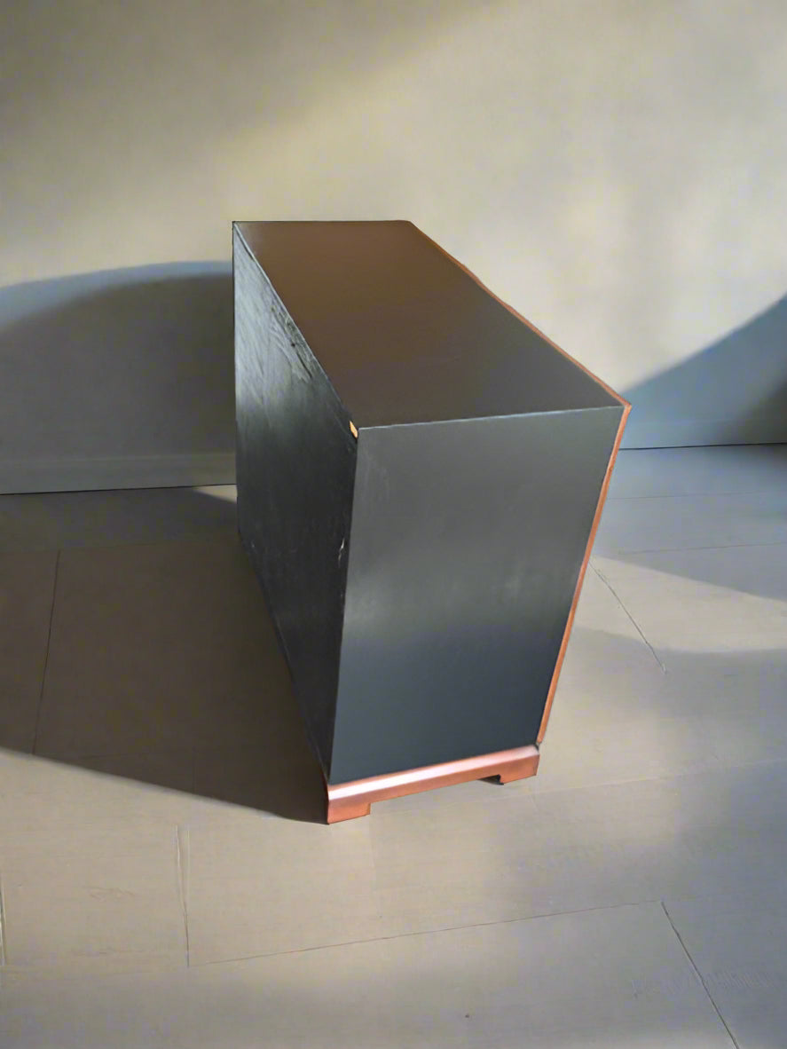 Refinished 1960s Mid-Century Modern Credenza by Red Lion Furniture – Black & Walnut, Solid Wood