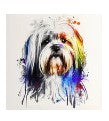 Lhasa Apso Impressionism Wall Art Water Color 12x12 Print on Canvas  Framed