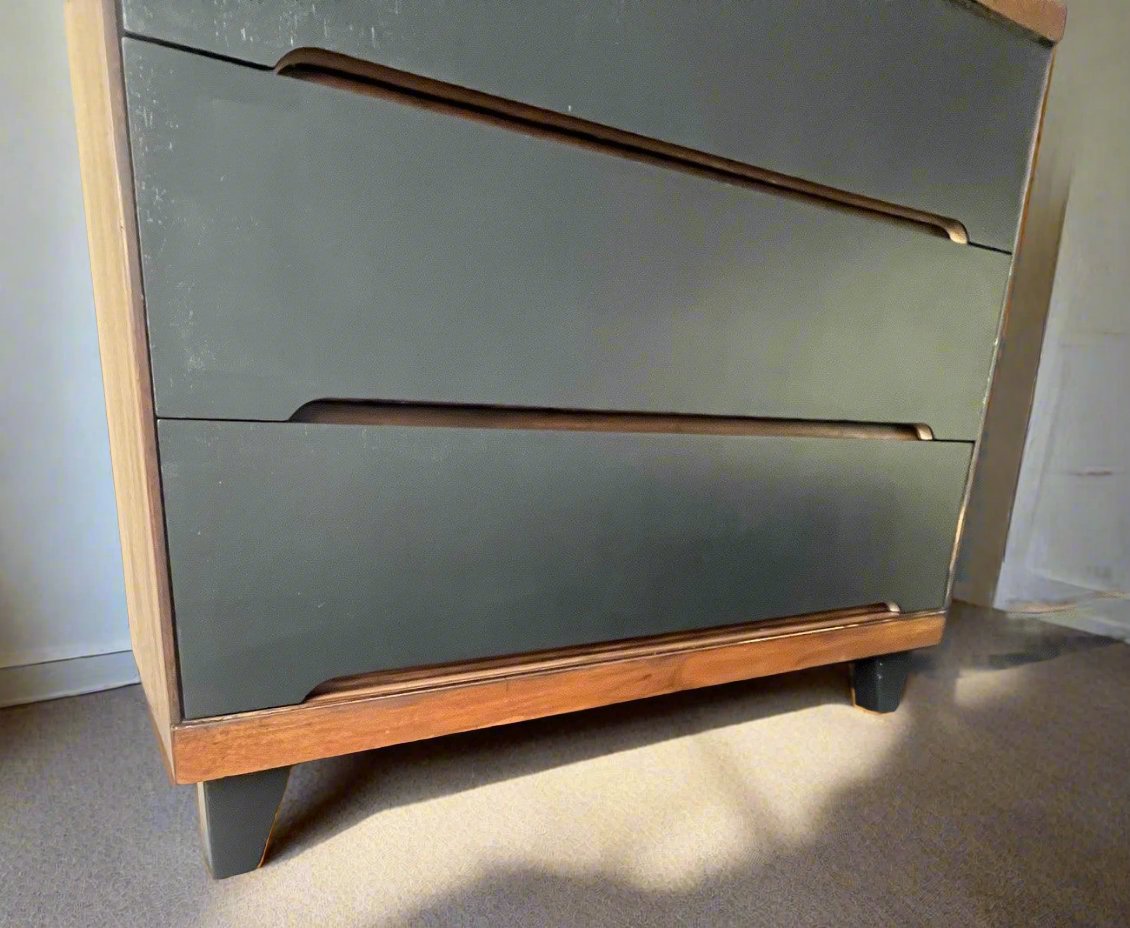 Vintage 1960's Refurbished Mid Century Modern Dresser with Mirror