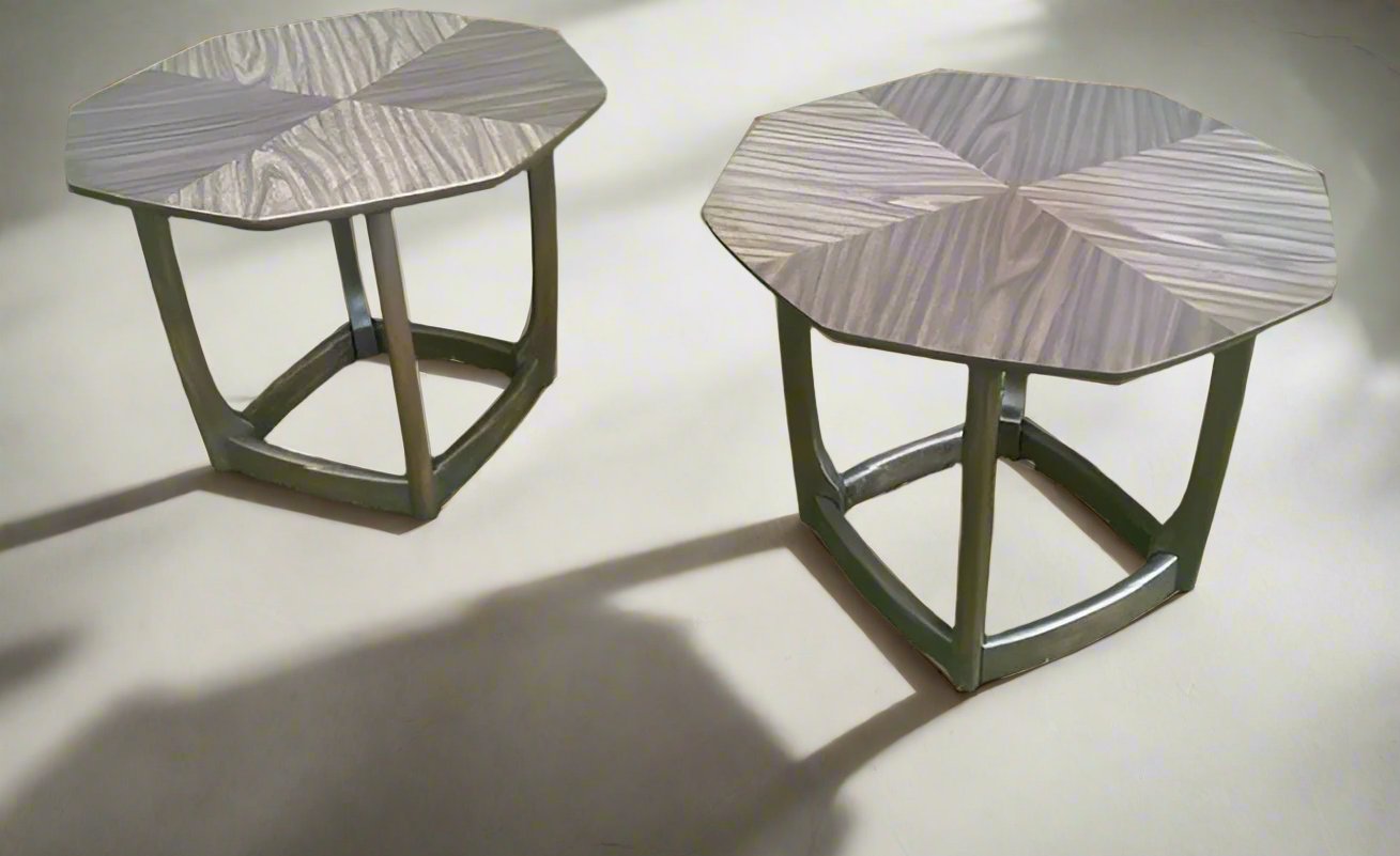 Rare Pair of Vintage MCM Octagon End Tables