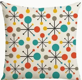 MCM Atomic Era Cushion Cover 18"x18" Indoor/Outdoor 10 Designs