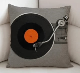 18X18" Retro Designed Record Album Pillow Case with Insert Option