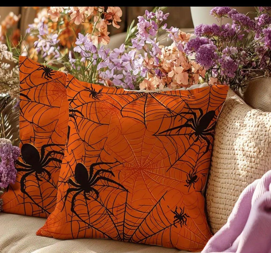 Pair of Contemporary 18x18 Halloween Pillow Covers Four Design Options