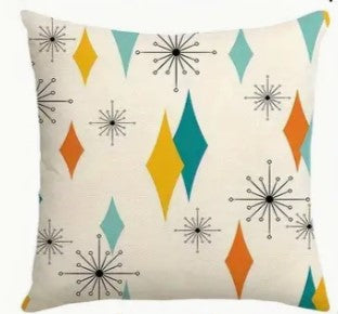 MCM Atomic Era Cushion Cover 18"x18" Indoor/Outdoor 10 Designs