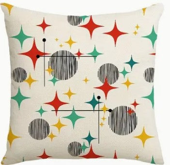 MCM Atomic Era Cushion Cover 18"x18" Indoor/Outdoor 10 Designs