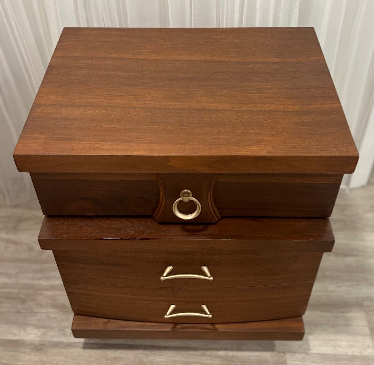 Vintage 60's Refurbished Mid Century Modern Chest Dresser and Nightstand