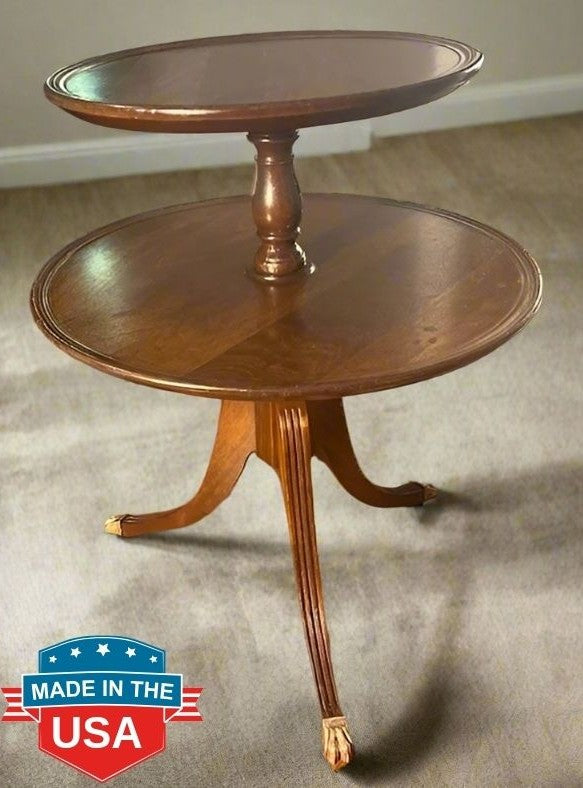 Vintage Mahogany 2 Tier Dumbwaiter Table