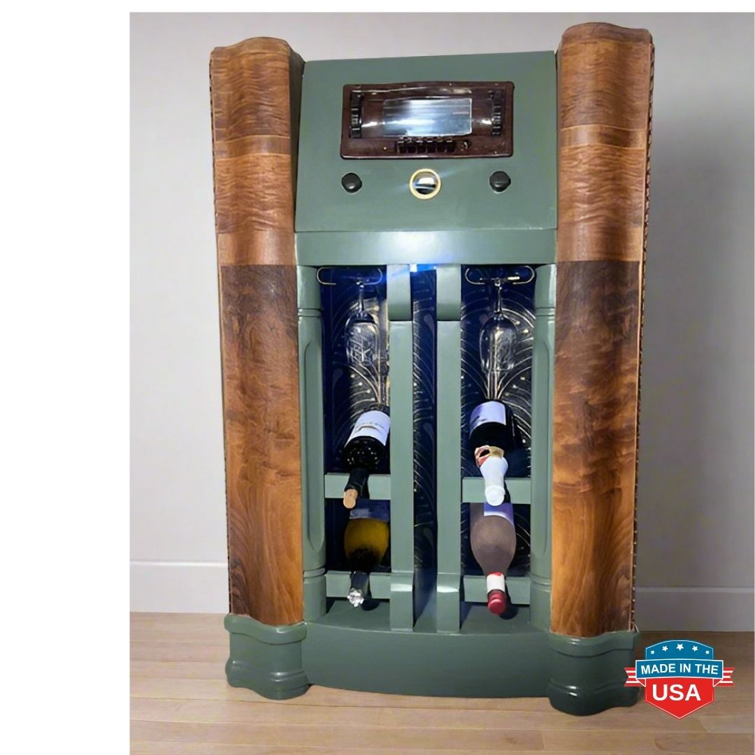 Vintage 1940's Art Deco Upcycled Customized Dry Bar Wine Cabinet