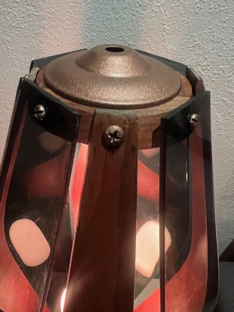 Vintage Mid Century 60'S Walnut and Smoked Lucite Lamp