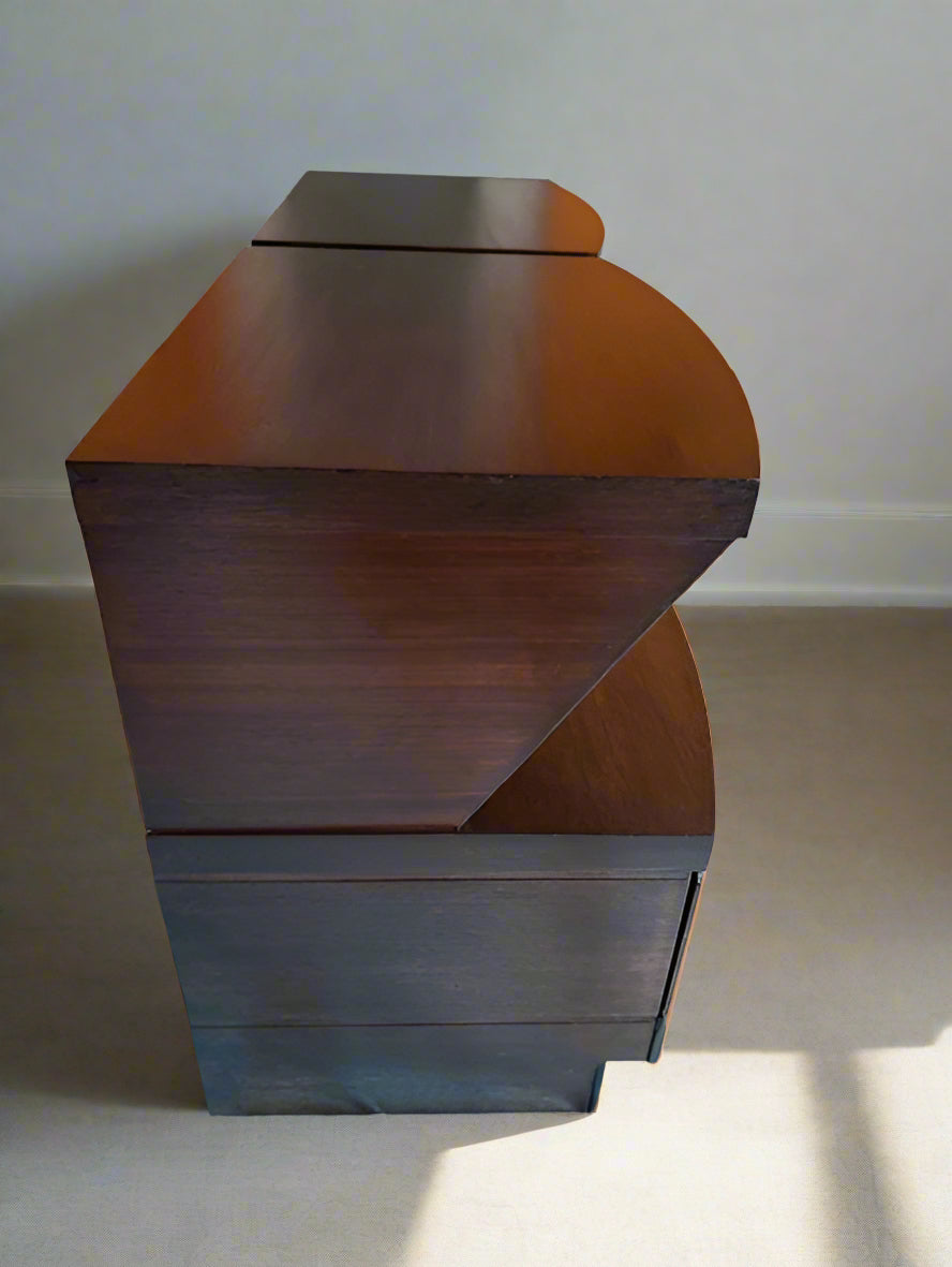 Pair of Vintage 1960s Mid-Century Modern Nightstands – Solid Wood, Dark Walnut Finish, Brass Hardware