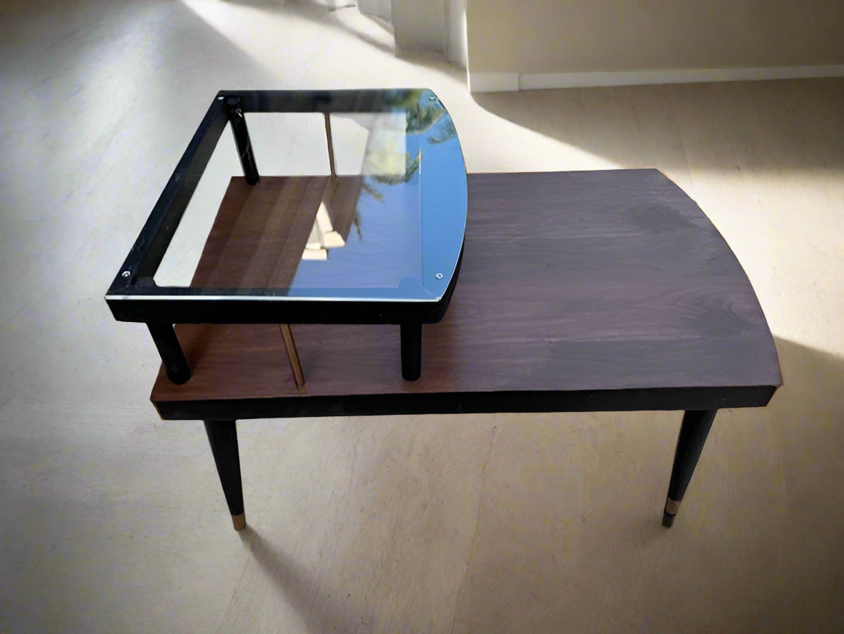 Handmade Mid Century Modern Two Tier End Table