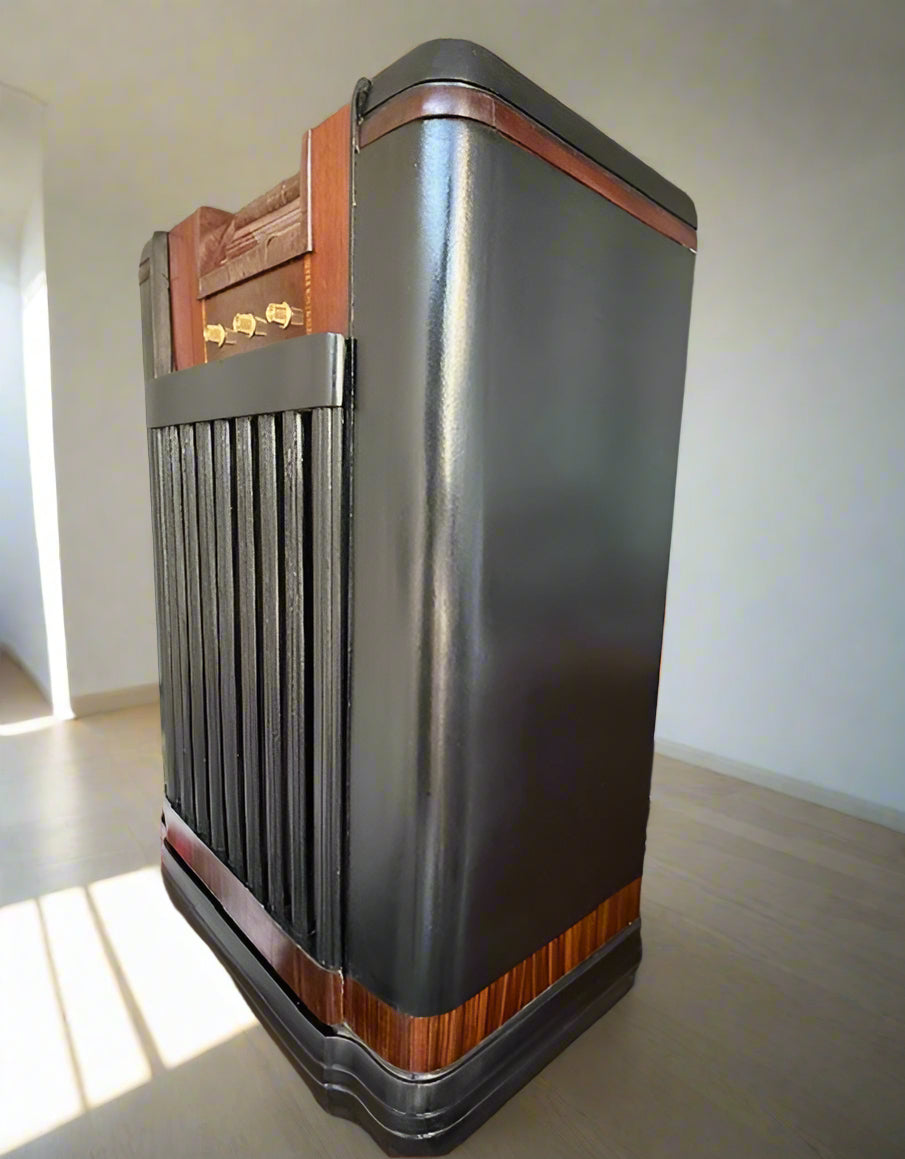 Upcycled 1940s Philco Radio Cabinet with Bluetooth, Record Player & Storage
