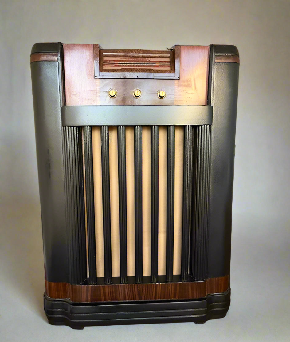 Upcycled 1940s Philco Radio Cabinet with Bluetooth, Record Player & Storage