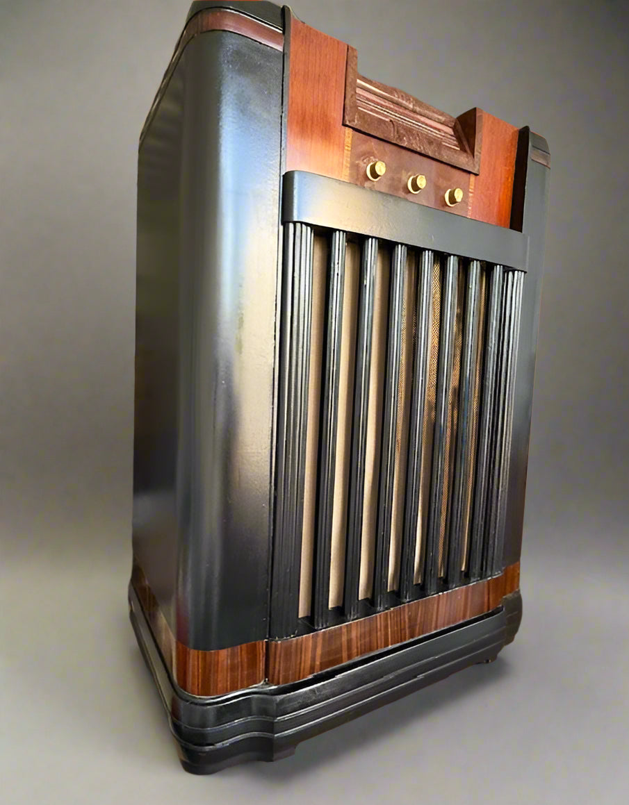 Upcycled 1940s Philco Radio Cabinet with Bluetooth, Record Player & Storage