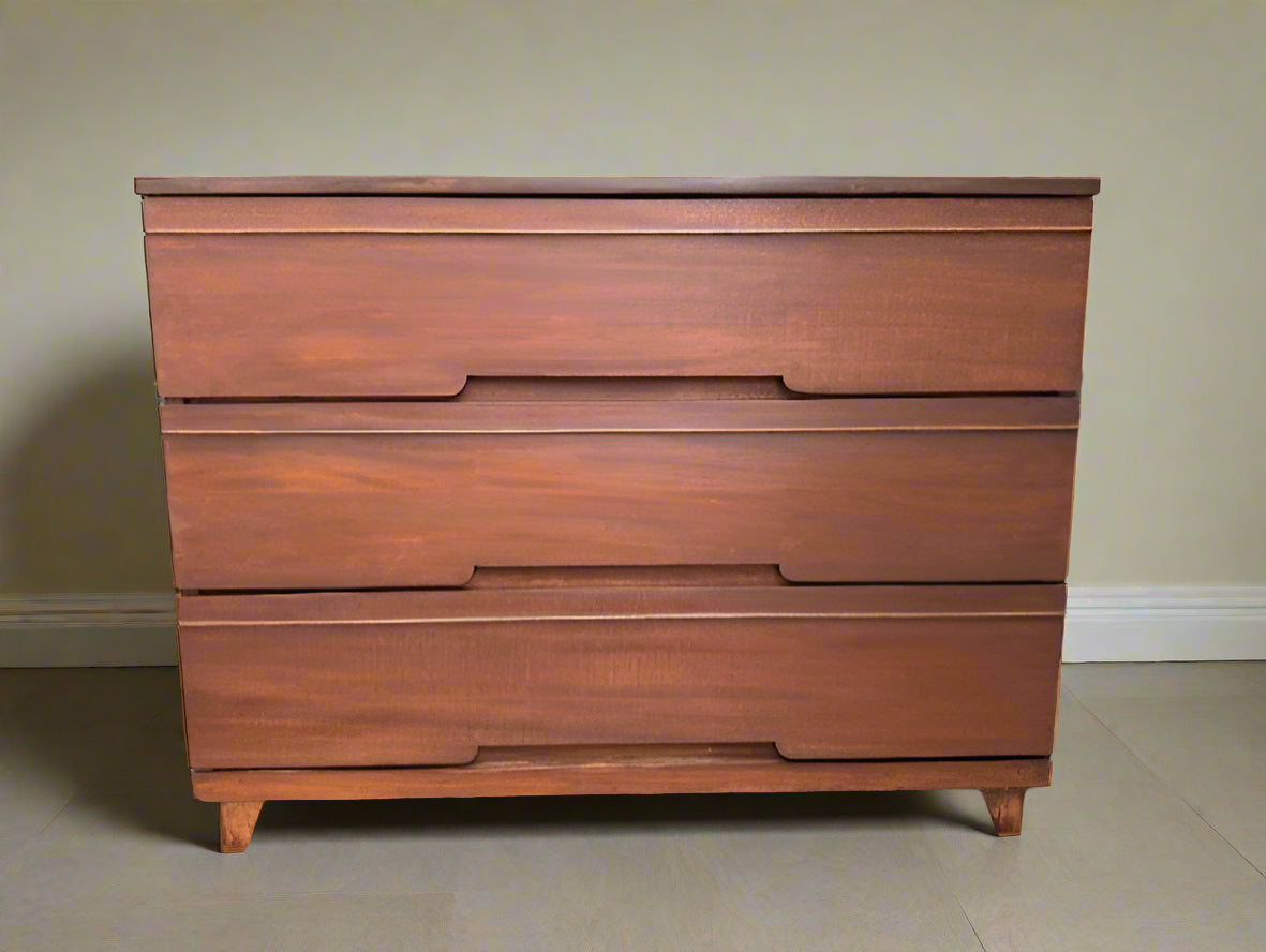 Vintage 1960s Mid-Century Modern 3-Drawer Walnut Dresser – Solid Wood, Refinished