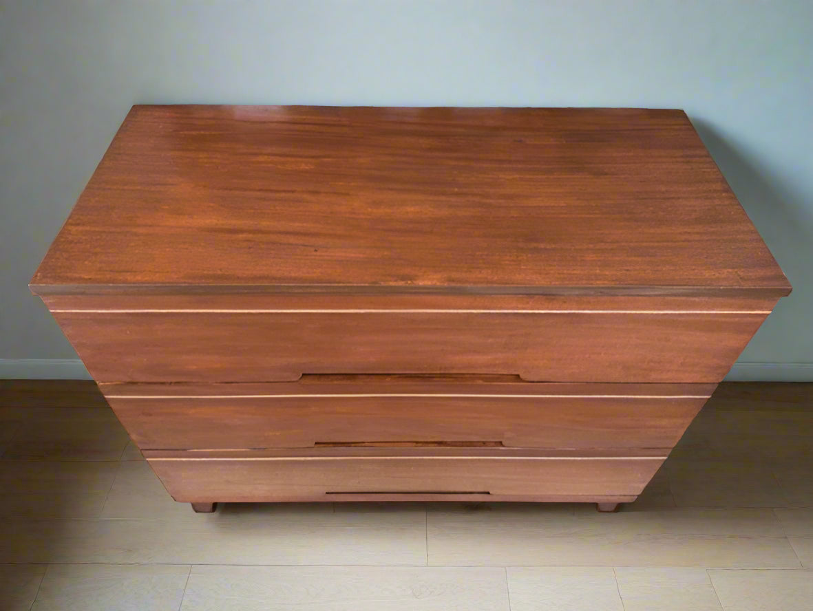 Vintage 1960s Mid-Century Modern 3-Drawer Walnut Dresser – Solid Wood, Refinished