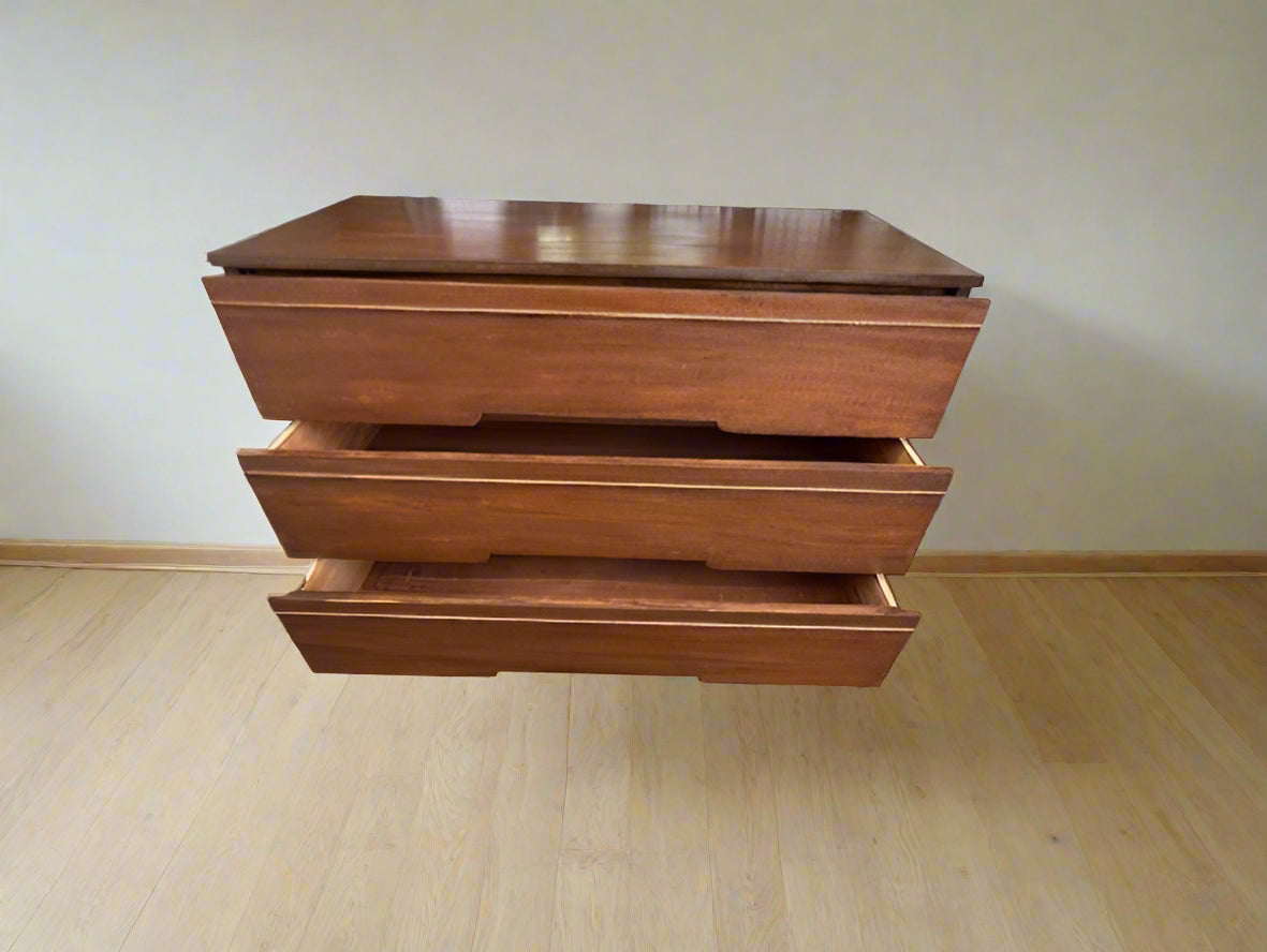 Vintage 1960s Mid-Century Modern 3-Drawer Walnut Dresser – Solid Wood, Refinished