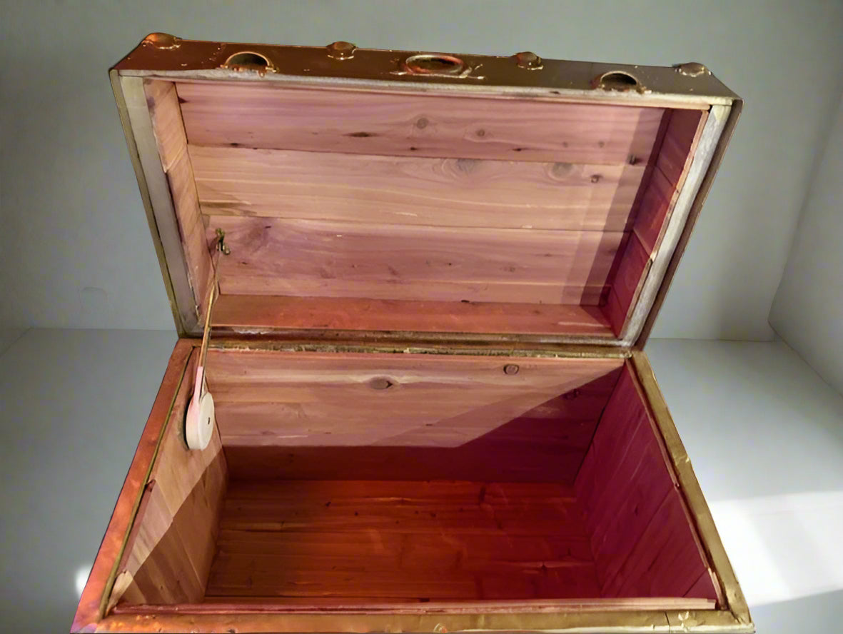 Vintage Steamer Trunk with Fresh Cedar Interior – Antique Storage Chest