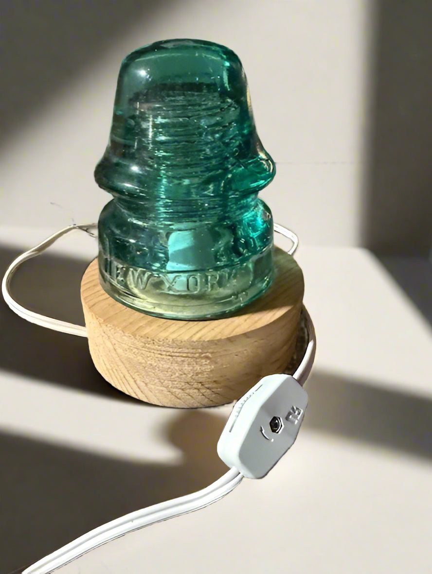 Vintage Glass Insulator Lamp – Upcycled Industrial Night Light