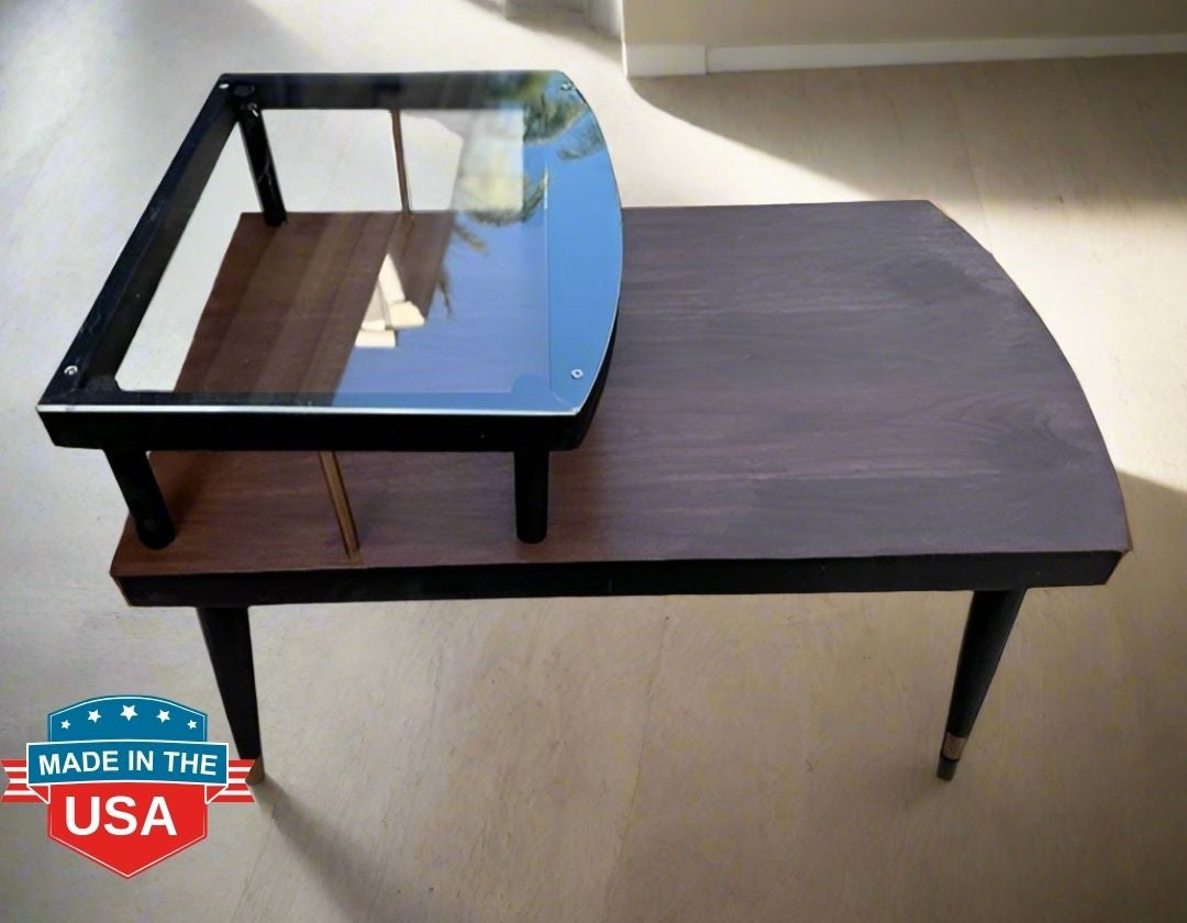 Handmade Mid Century Modern Two Tier End Table